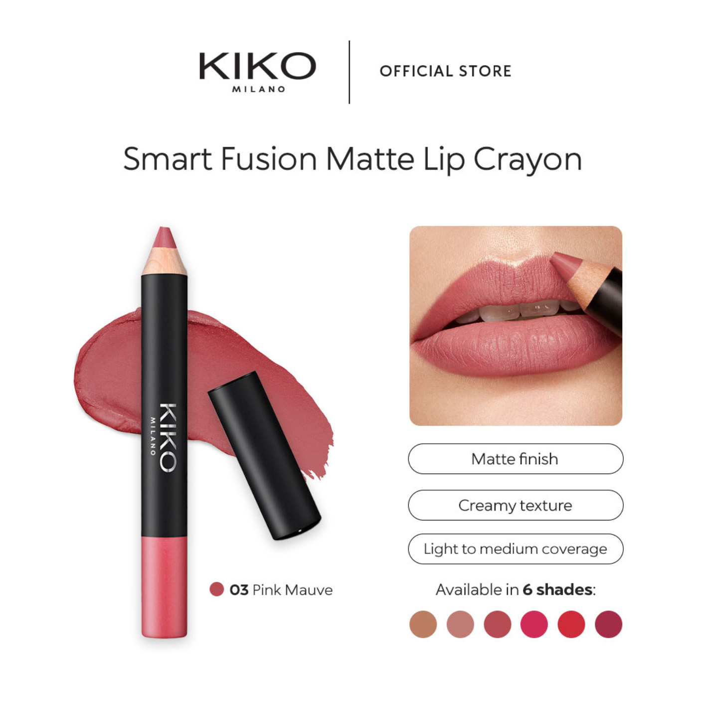 Set KIKO Smart Fusion Creamy Lip Crayon – 6 PCS (B)